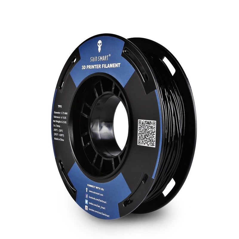 SainSmart ساينسمارت - TPU-BLK-0.25KG1.75 ساينسمارت 1.75 مم 250 جرام خيوط طباعة ثلاثية الأبعاد مرنة TPU، دقة الأبعاد +/- 0.05 مم (أسود) - Image 1
